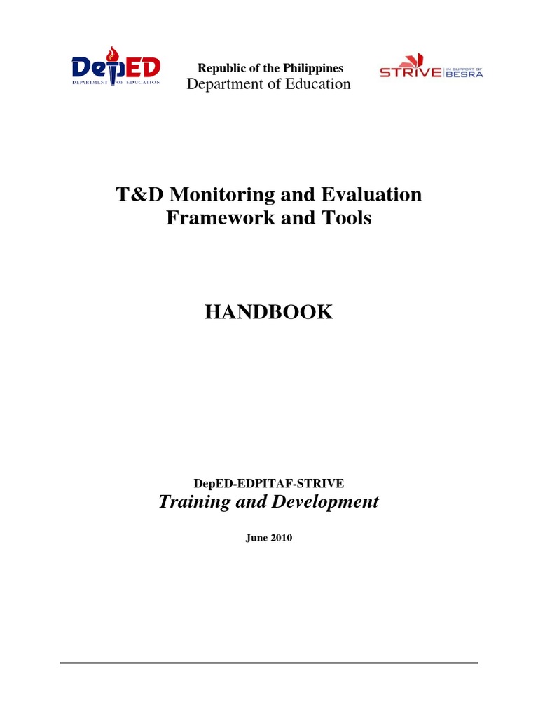 T&D M&E Framework Handbook | PDF | Needs Assessment | Monitoring And ...
