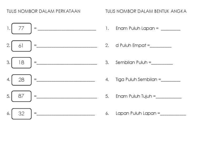 Tulis Nombor Dalam Perkataan Docx