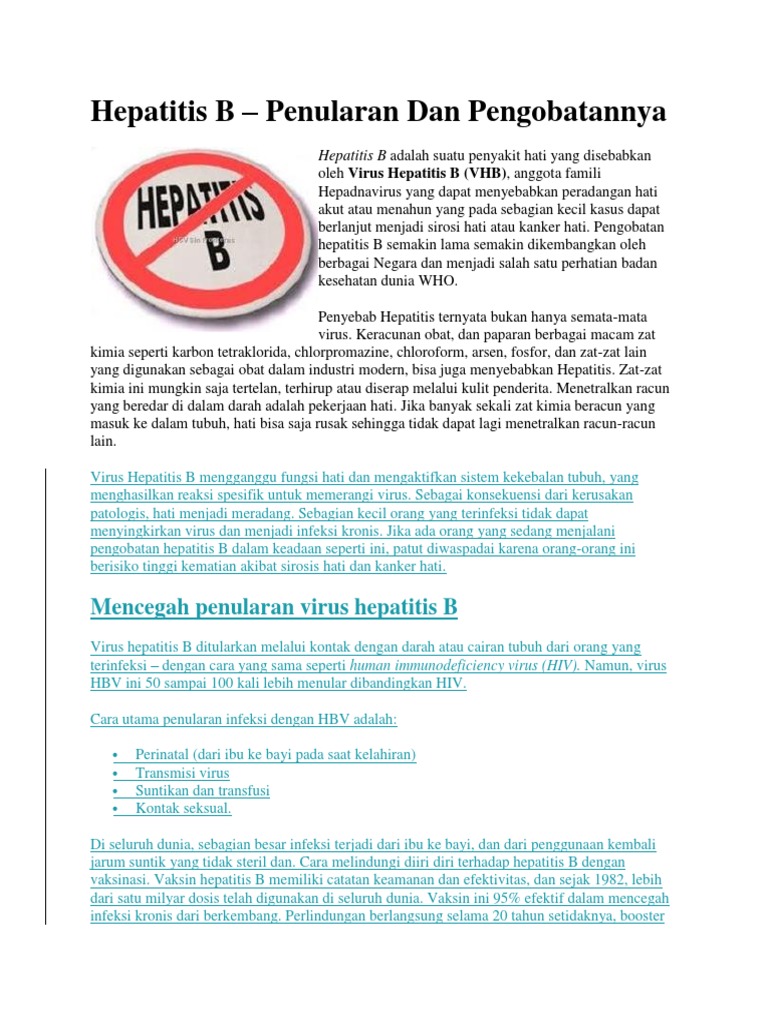 Hepatitis B Penularan Dan Pengobatannya Pdf