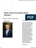 Ballot: Alumni Associa On Board Members: Kevin Cox