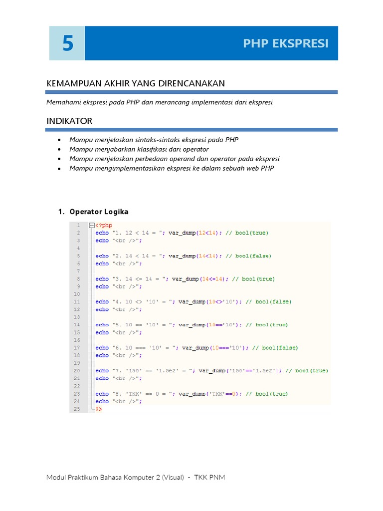 Ekspresi dan Operator dalam PHP | PDF | Komputer