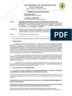 Informe sobre solicitud de recepción parcial de obra de mejoramiento del servicio educativo en instituciones educativas de Challhuahuacho