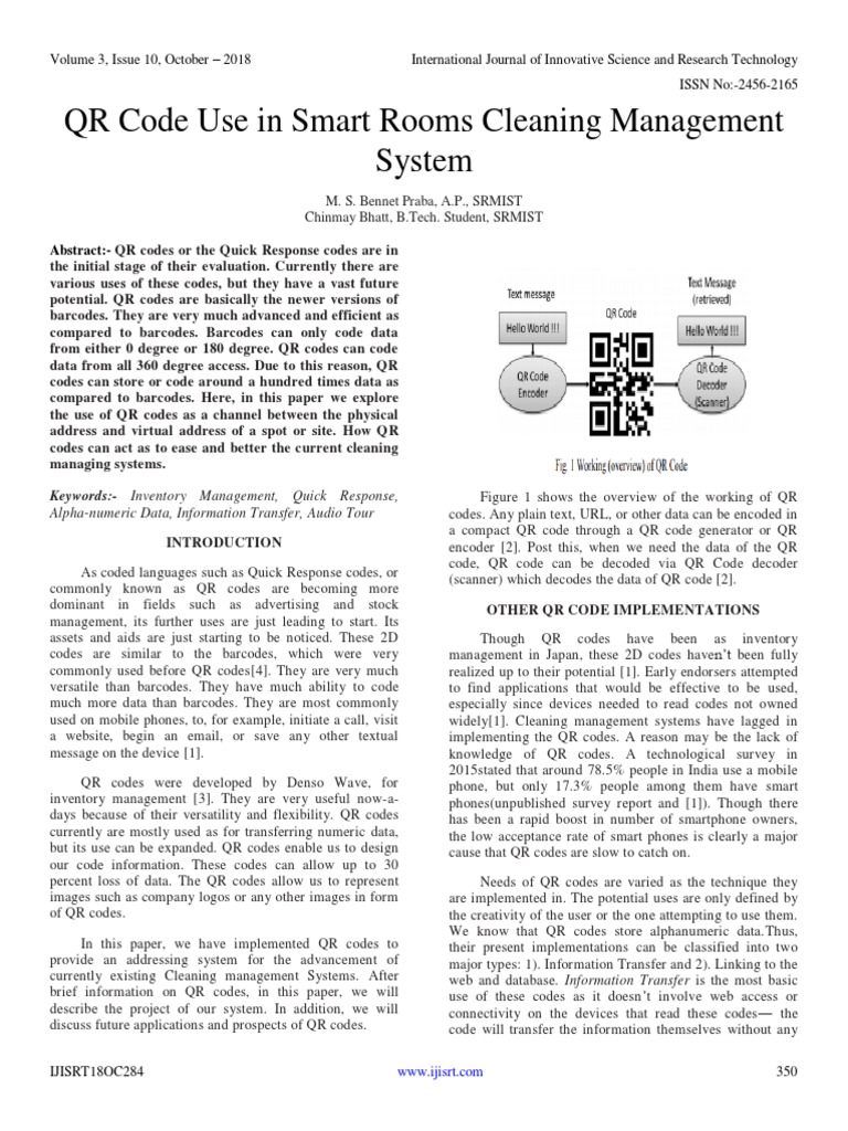 QR Codes in Cleaning Management Systems | PDF | Qr Code | World Wide Web