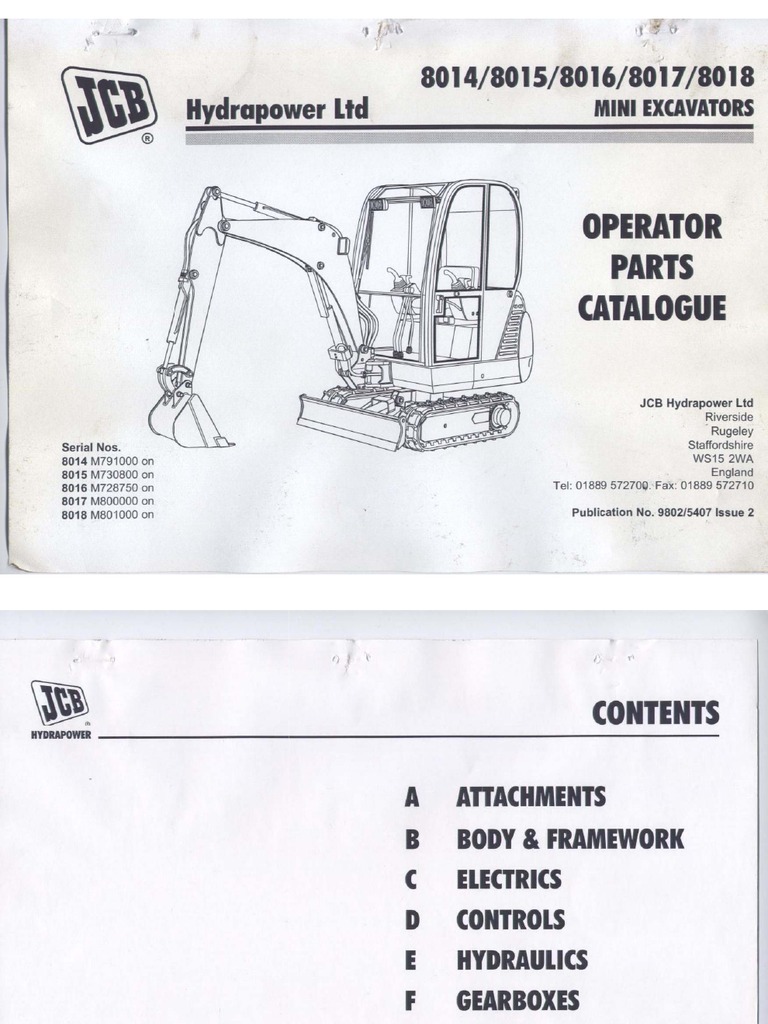 Jcb 8017 Parts Book