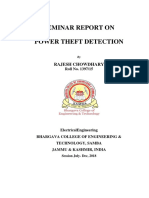 Seminar Report On Power Theft Detection: Rajesh Chowdhary
