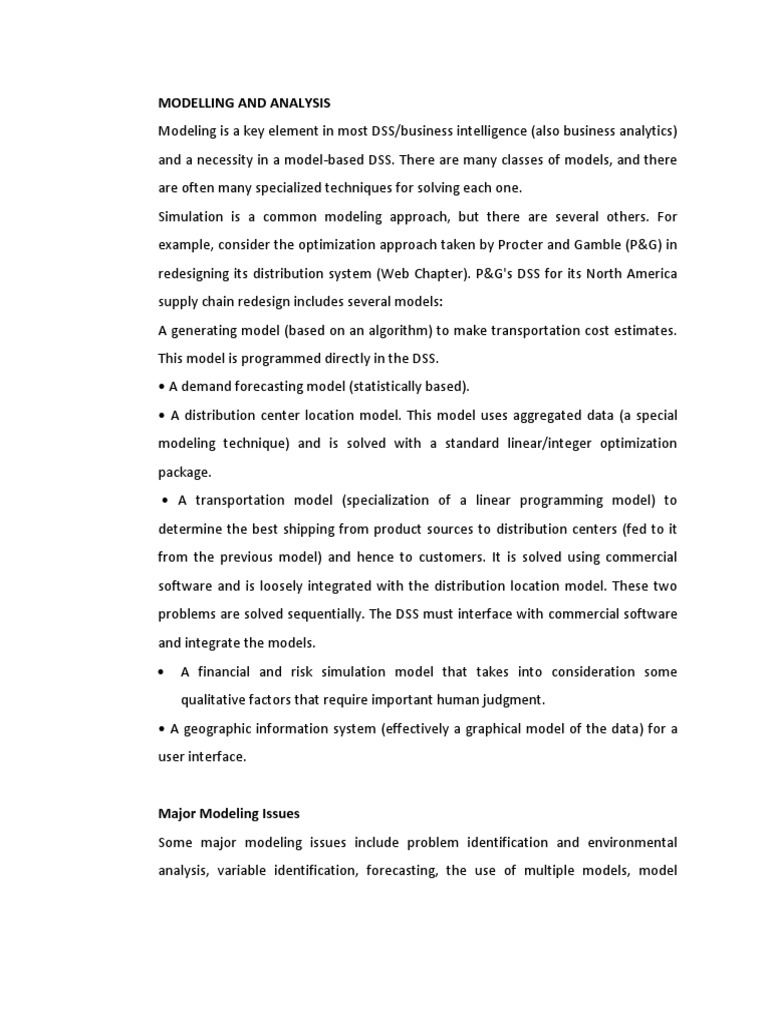 Modeling Techniques in Decision Support Systems | PDF | Conceptual ...