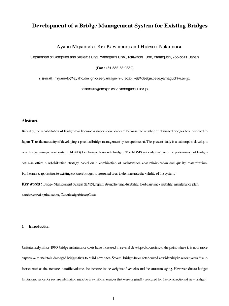 Development of A Bridge Management System For Existing Bridges PDF