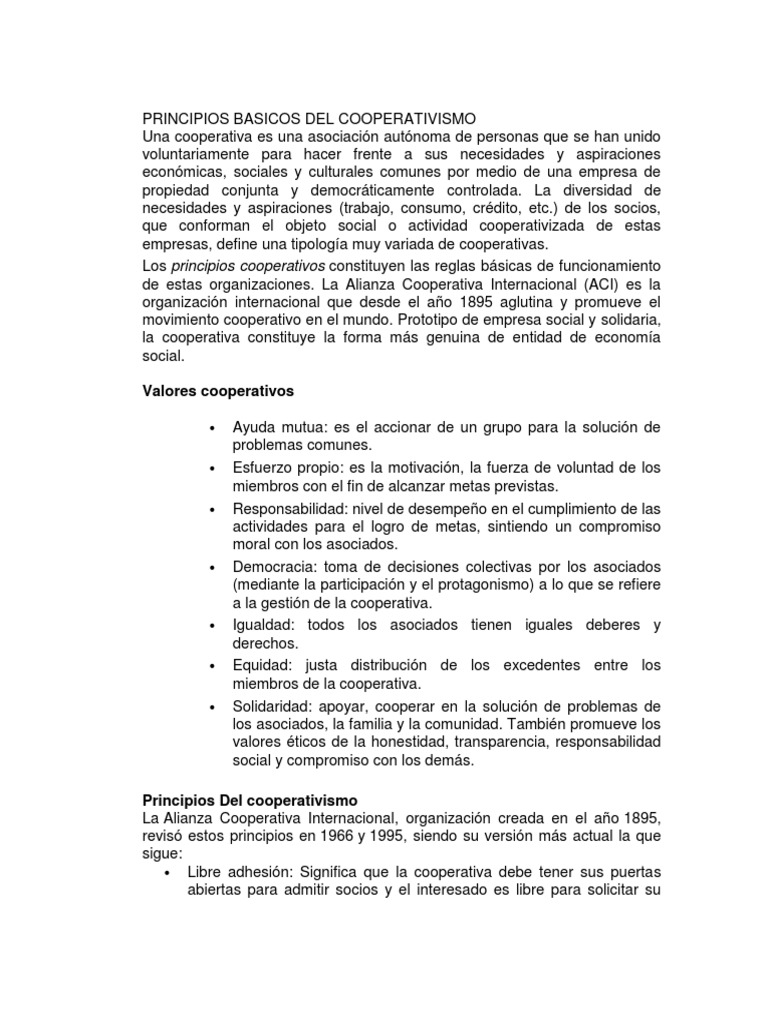 Orígenes y principios del cooperativismo | PDF | Cooperativa | Democracia