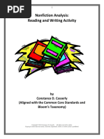 Comprehension Activity Nonfiction Reading and Writing Analysis