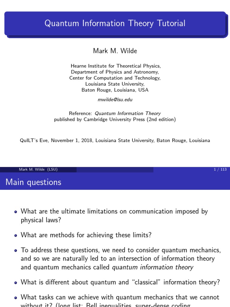 Quantum Information Theory Guide | PDF | Quantum Mechanics | Matrix ...
