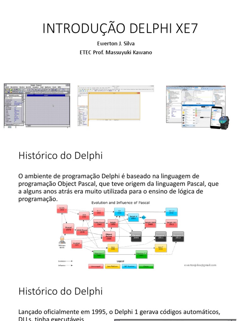 001 - Introdução Delphi XE7 PDF | PDF | Software de aplicação | Programas