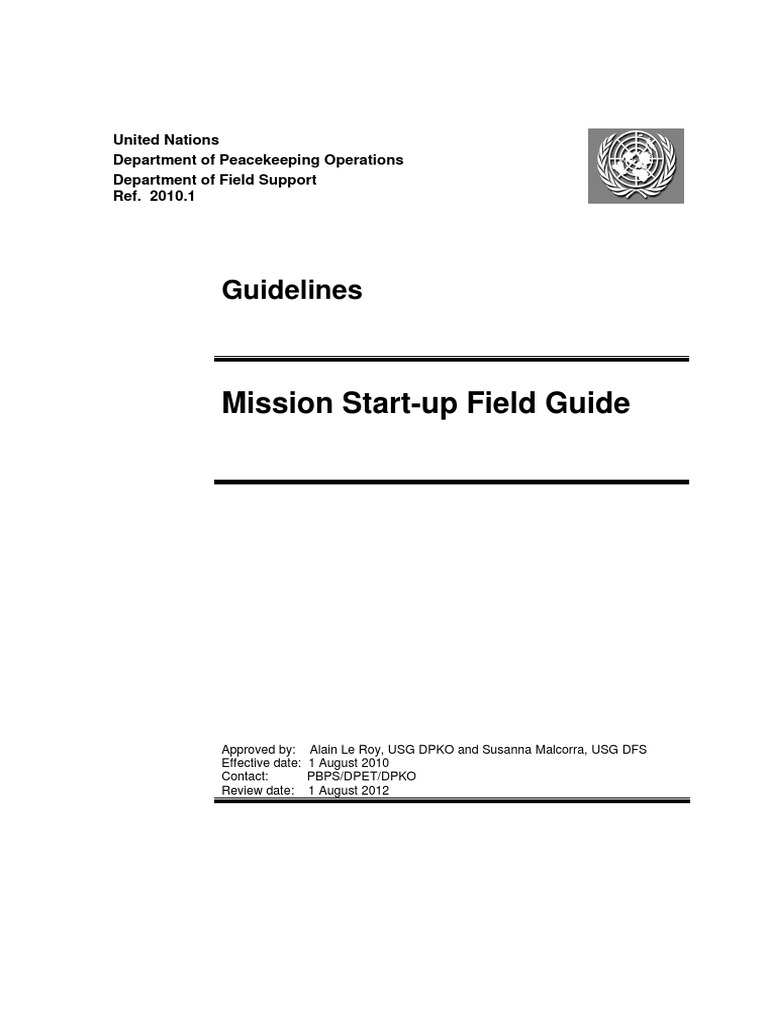 Mission StartUp Field Guide 1aug2010 PDF | PDF | Peacekeeping | United ...