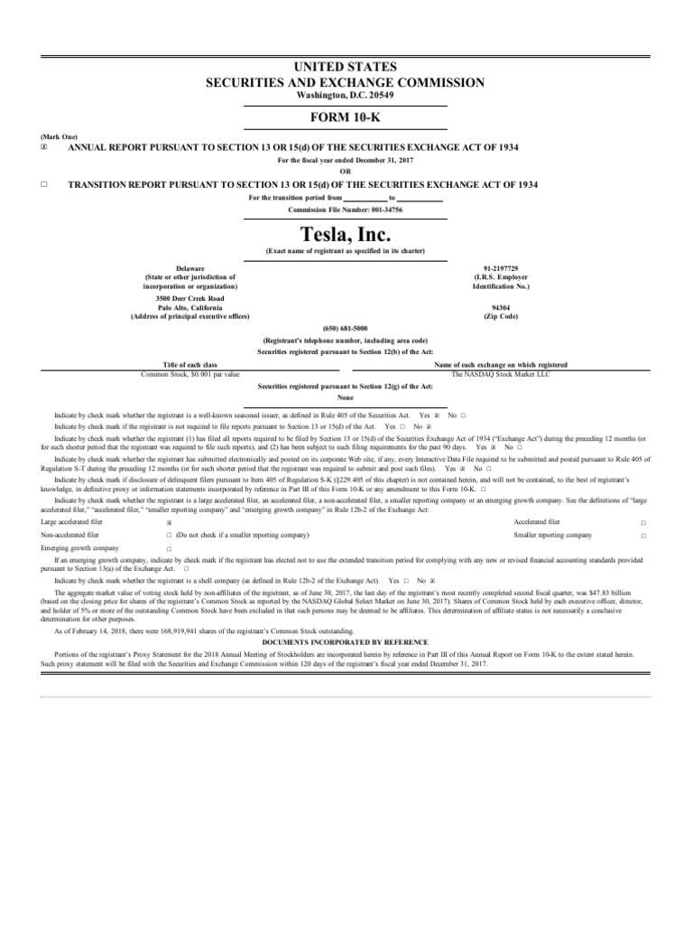 Tesla annual report
