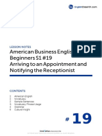 American Business English For Beginners S1 #19 Arriving To An Appointment and Notifying The Receptionist