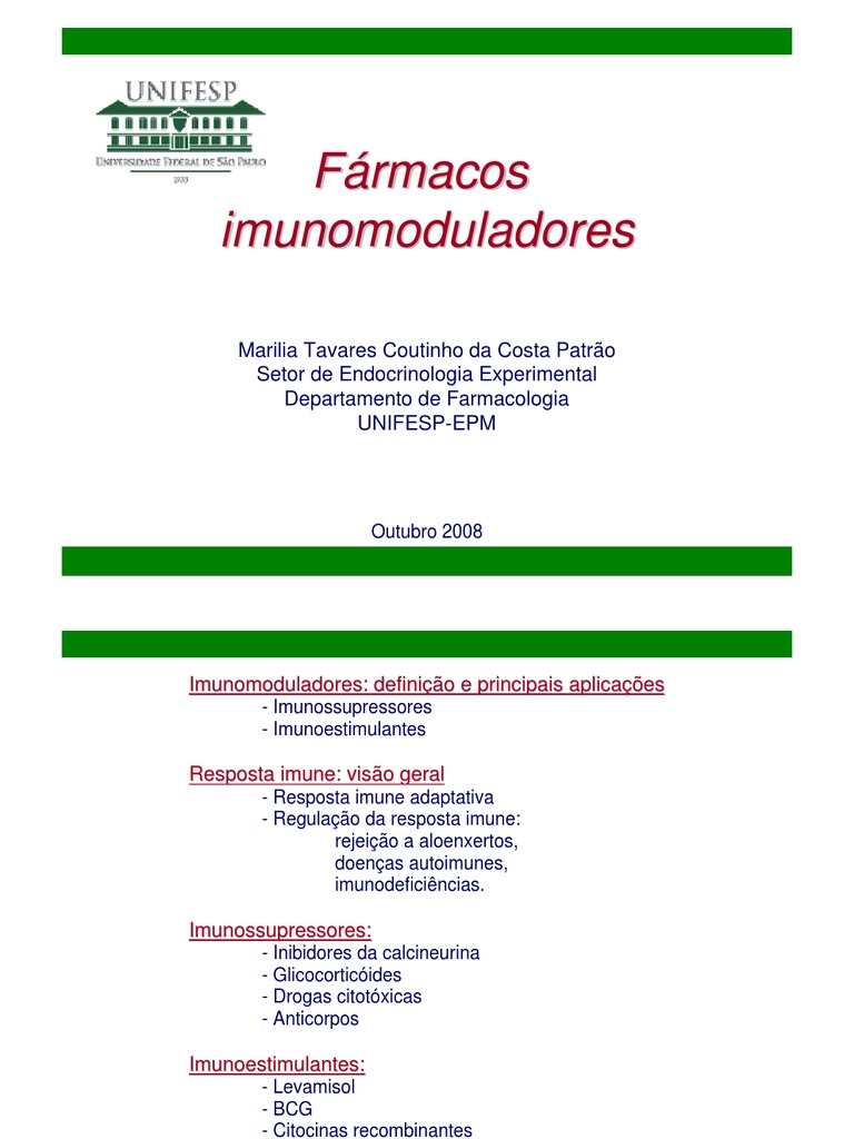 Imunomoduladores: Definição e Aplicações | PDF | Sistema imunológico ...