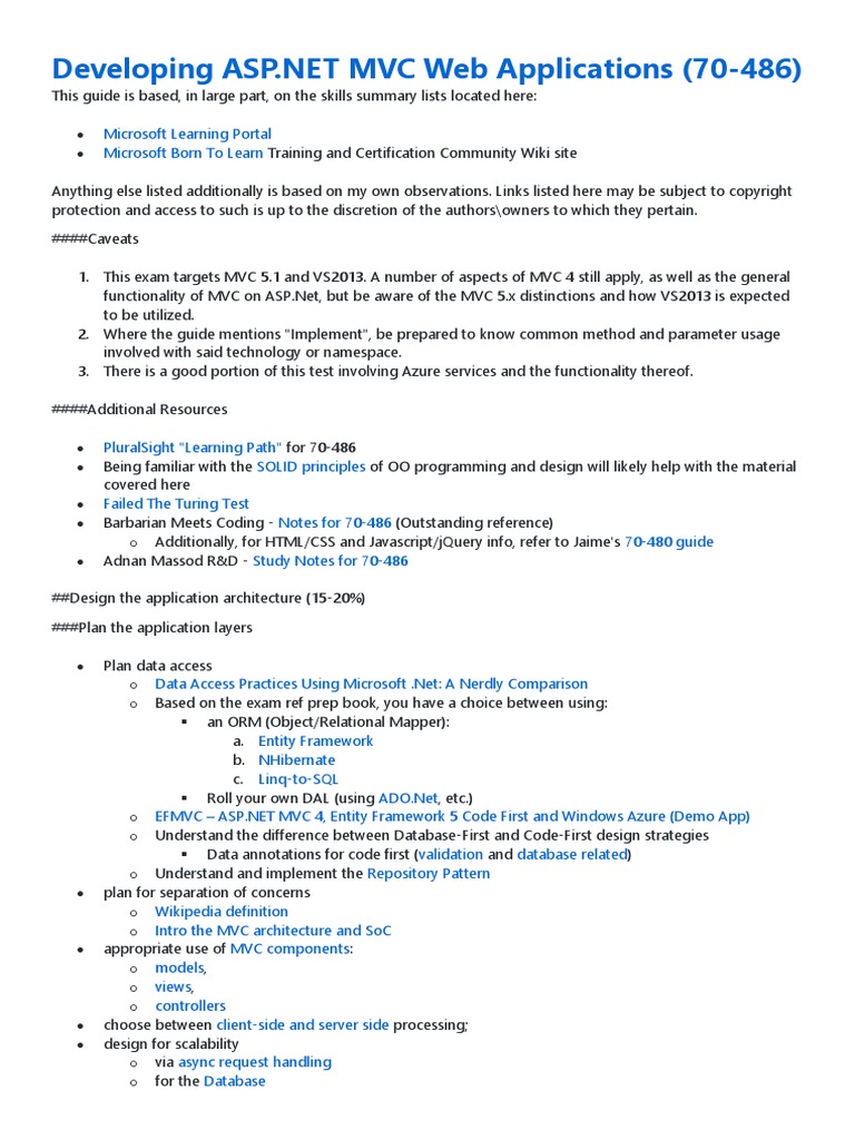 Developing ASP - Net MVC Web Applications (70-486) | PDF | Search Engine  Optimization | Transport Layer Security