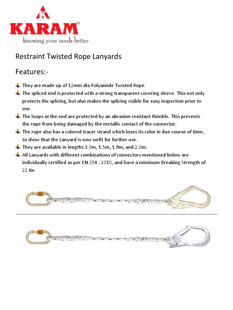 Restraint Twisted Rope Lanyards Guide | PDF