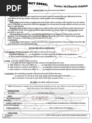 Cause and Effect Essay Texting