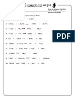 Lista X - Balanceamento de Equações Químicas - Resolvida PDF