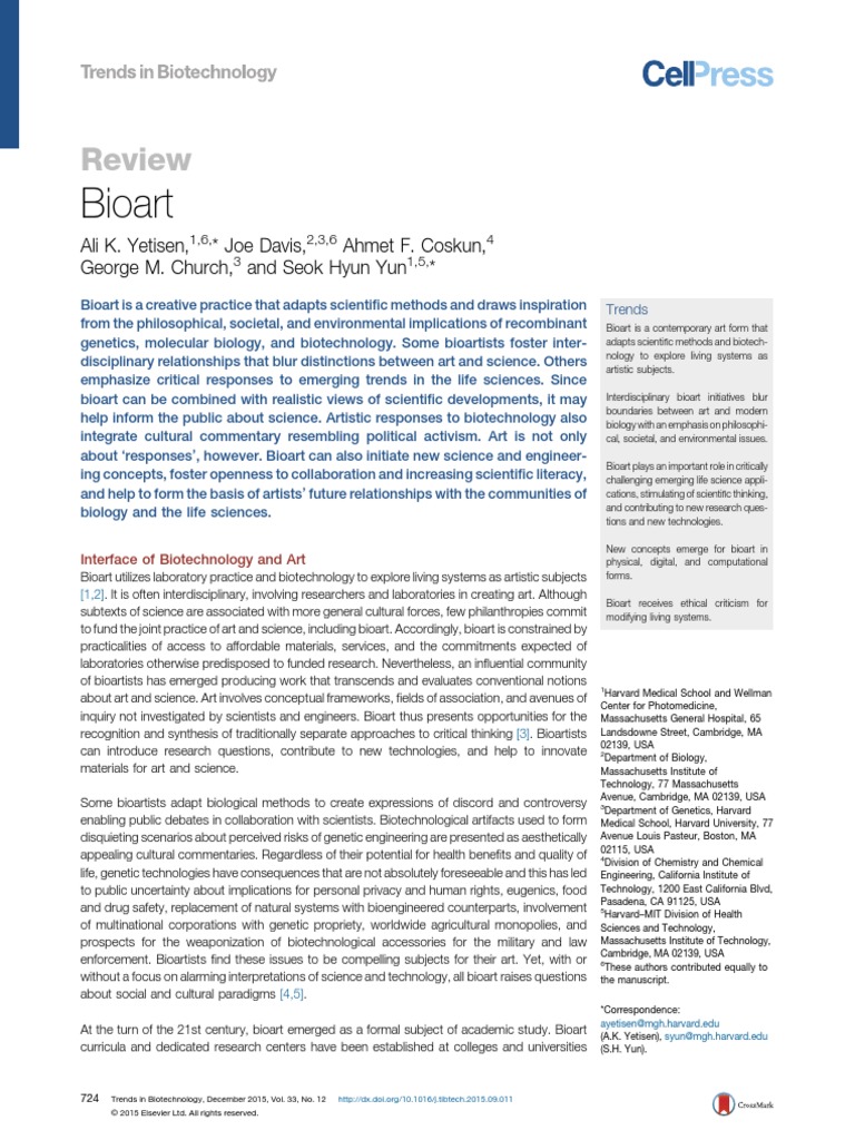 Bioart Review Pdf Life Sciences Biology