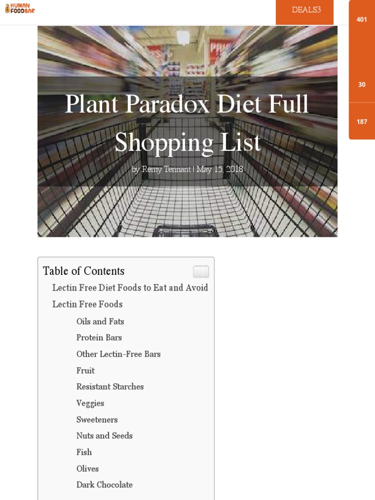 Plant Paradox Lectin Free Diet Full Shopping List (Mobile Friendly!) | PDF  | Vegetables | Foods