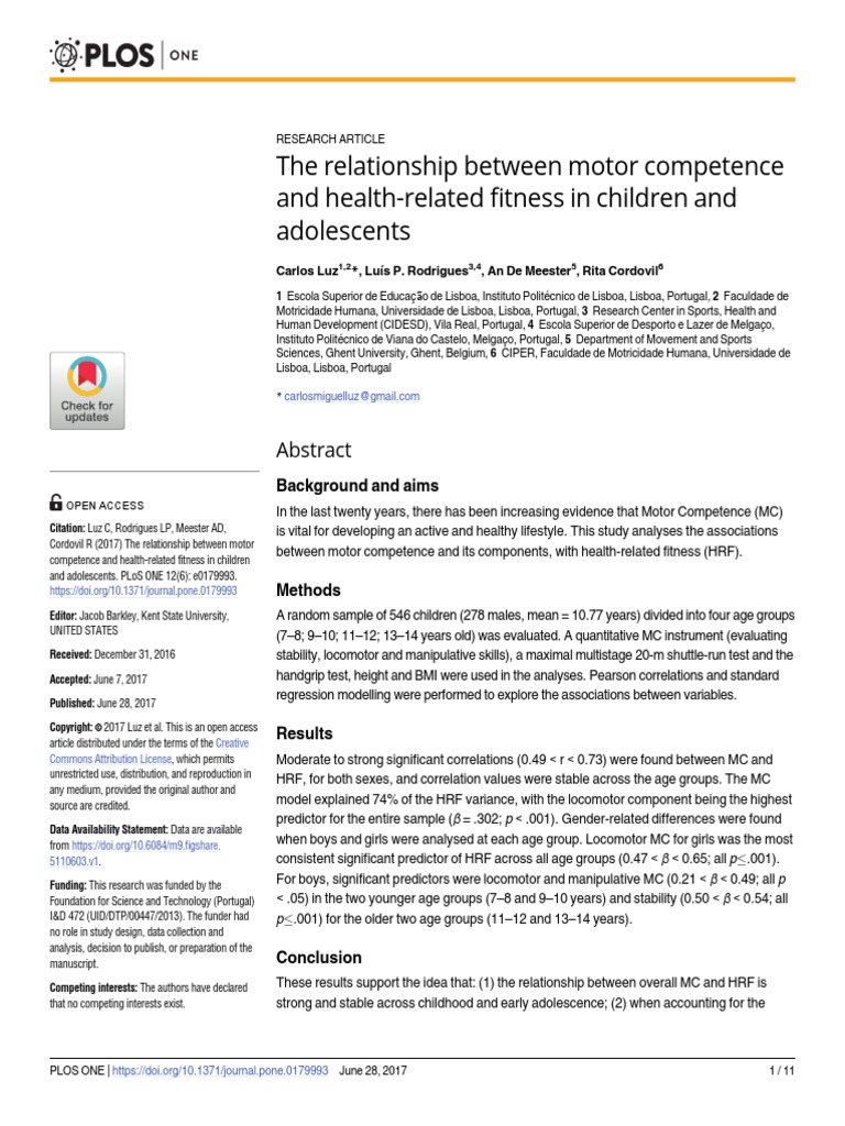 The Relationship Between Motor Competence and Health-Related Fitness in ...