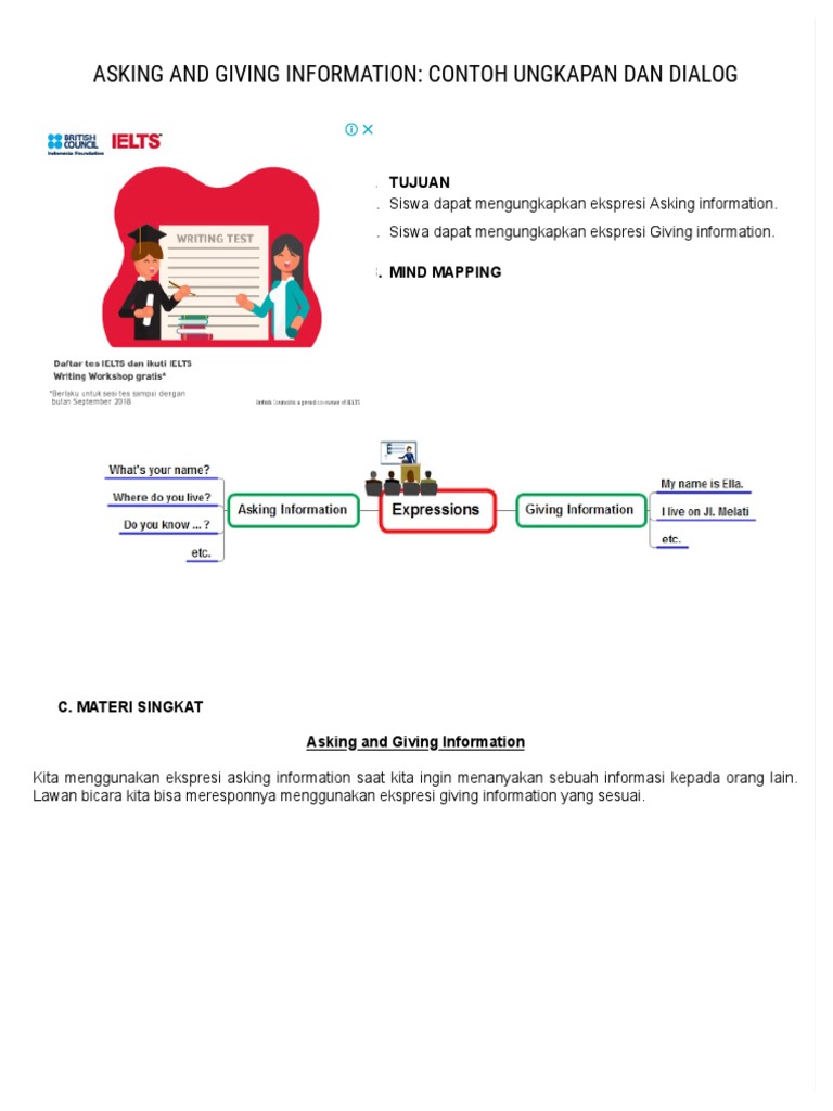 Asking and Giving Information: Contoh Ungkapan Dan Dialog: A. Tujuan | PDF