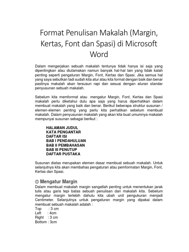 Format Penulisan Makalah