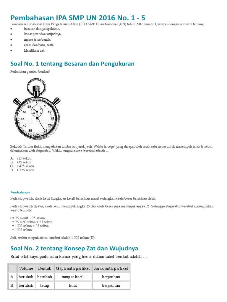 Pembahasan Ipa Smp Un 2016