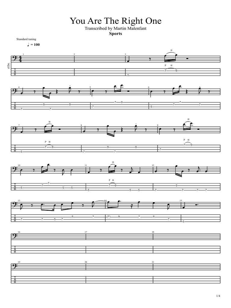 Sports You Are The Right One Bass Tab Pdf Musical Instruments String Instruments