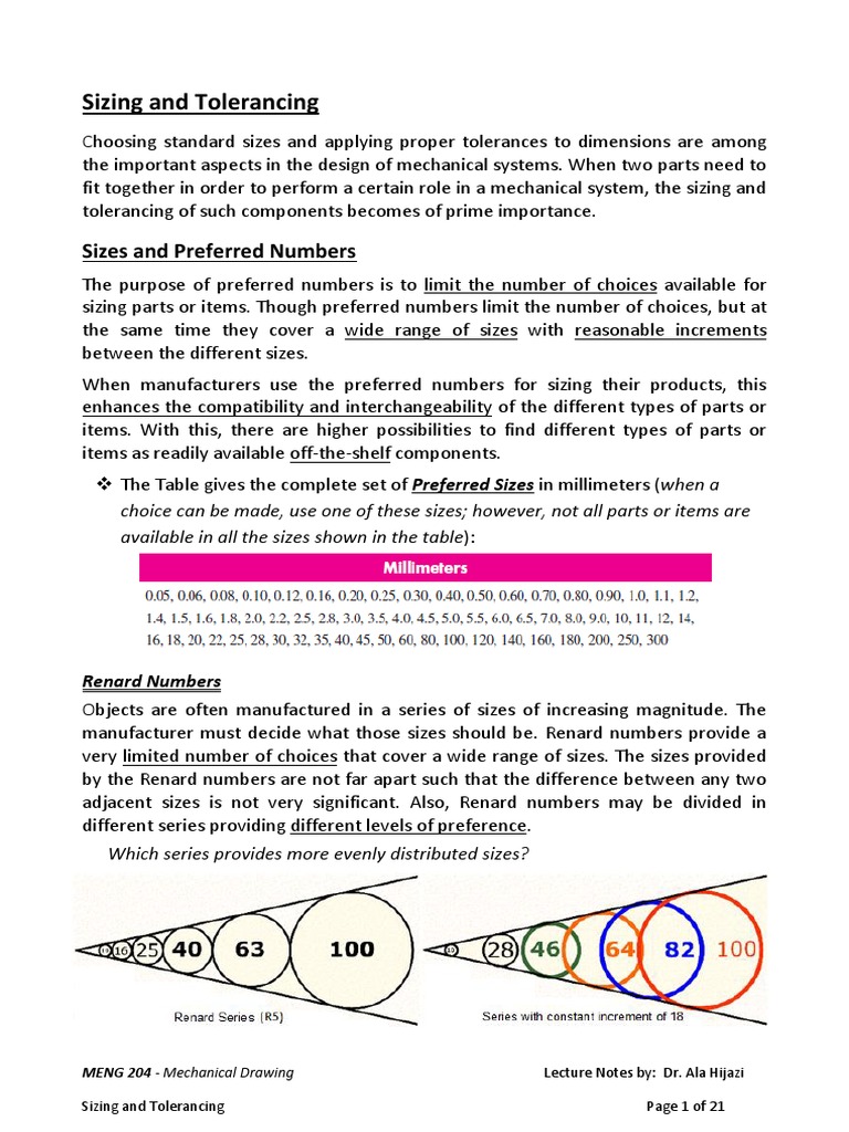 Mechanical Drawing: Sizing & Tolerancing | PDF | Engineering Tolerance ...