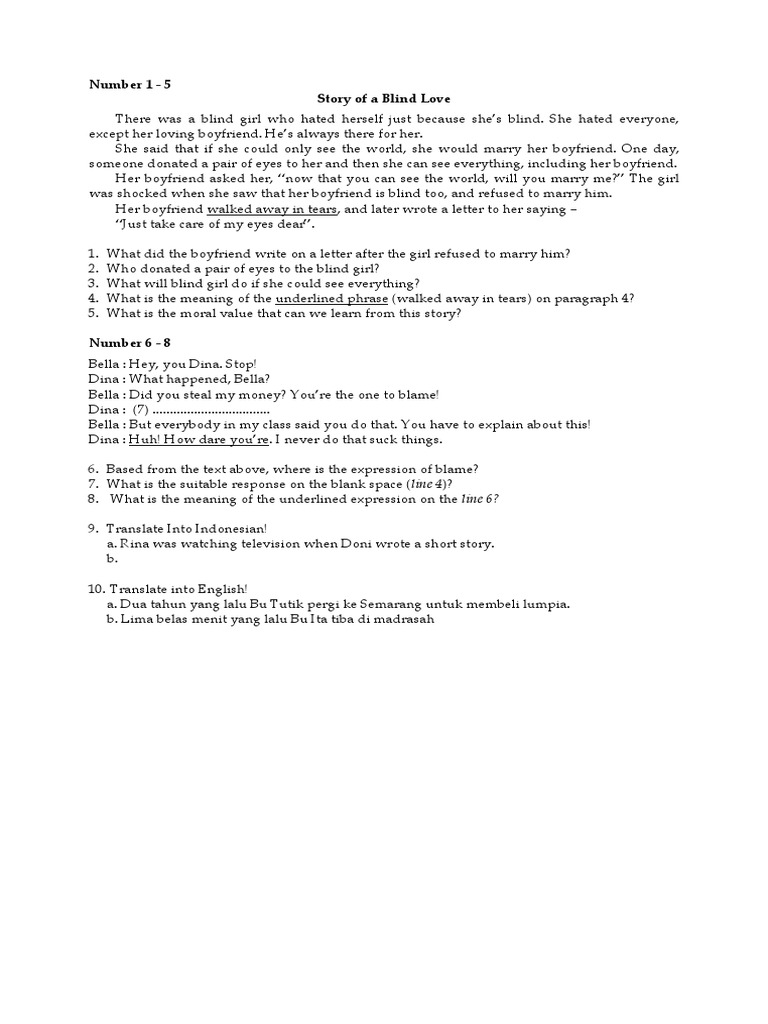 Blind Love's Heartbreaking Choice | PDF | Language Arts & Discipline ...