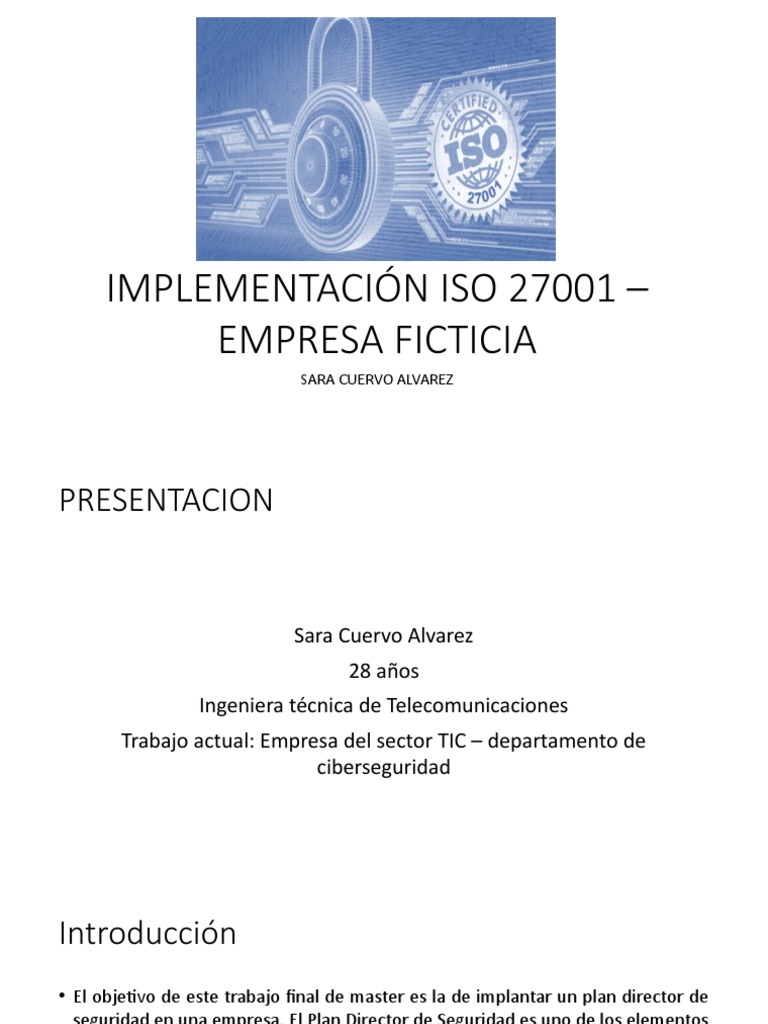 Plan de Seguridad ISO 27001 en TIC | PDF | Seguridad de información ...
