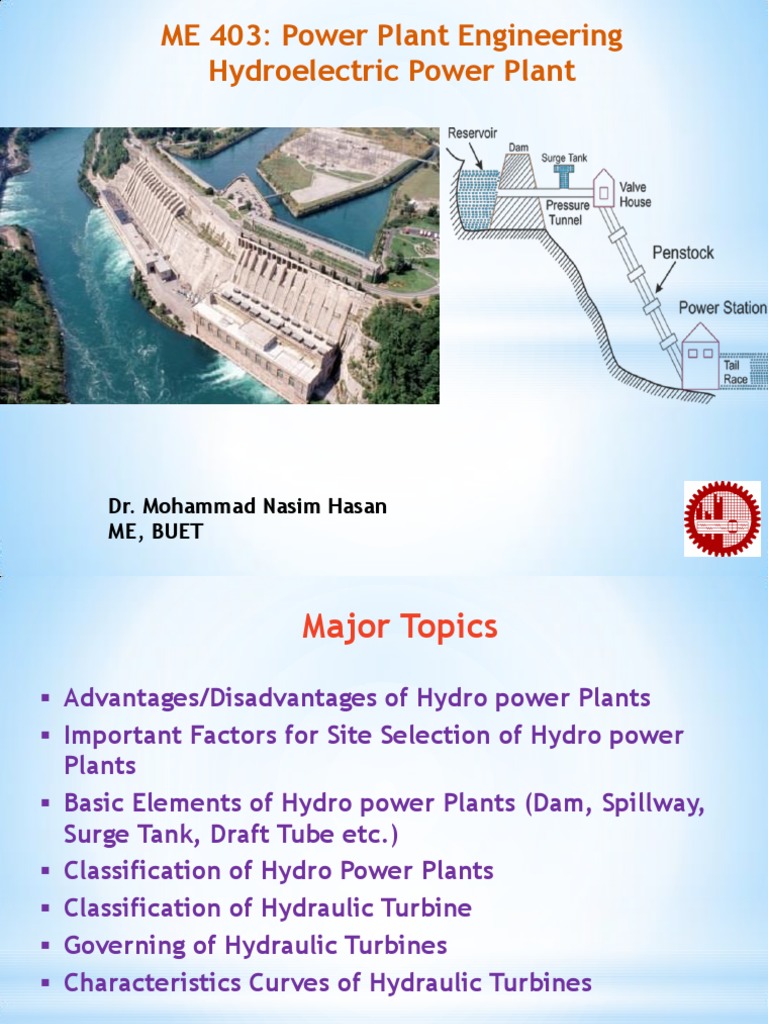 Hydro Power Plant Lecture PDF Spillway Dam