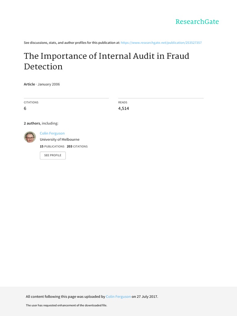 Internal Audit's Role in Fraud Detection | PDF | Internal Audit | F Test