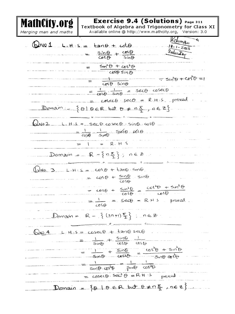 Notes Important Questions Answers of 11th Math Chapter 9 Exercise 9.4 ...