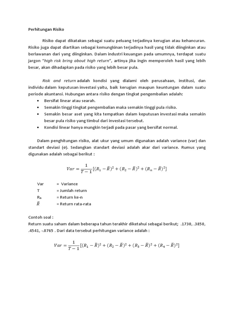 Perhitungan Resiko