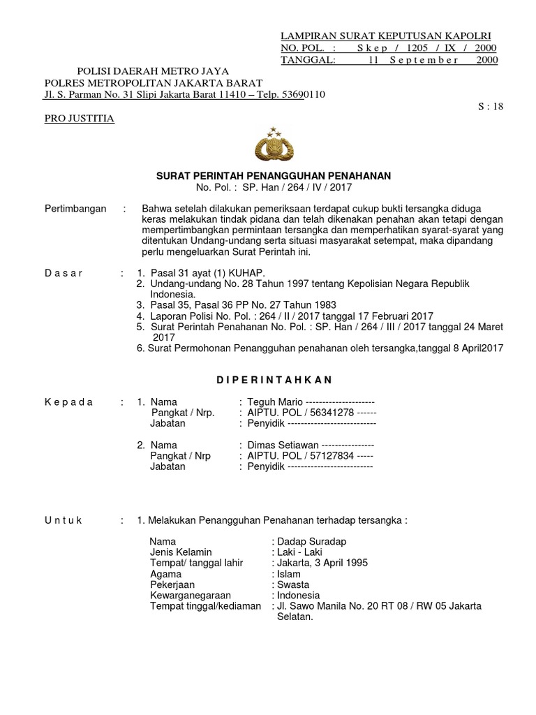21 Surat Penangguhan Penahanan