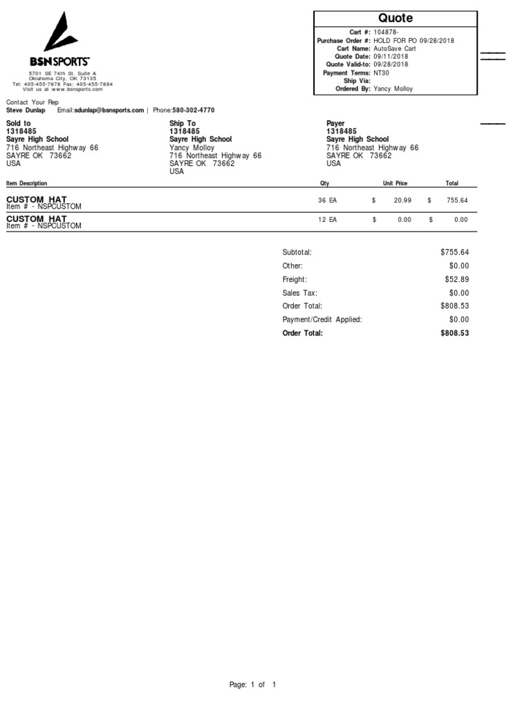 Quote From BSN Sports 1 PDF Payments Government Finances