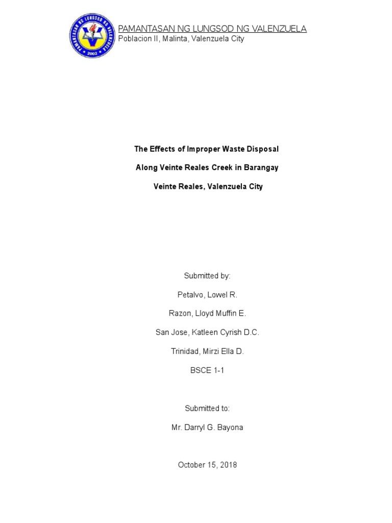 The Effects of Improper Waste Disposal PDF Science