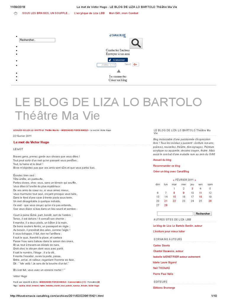 Le Mot De Victor Hugo Victor Hugo Poesie