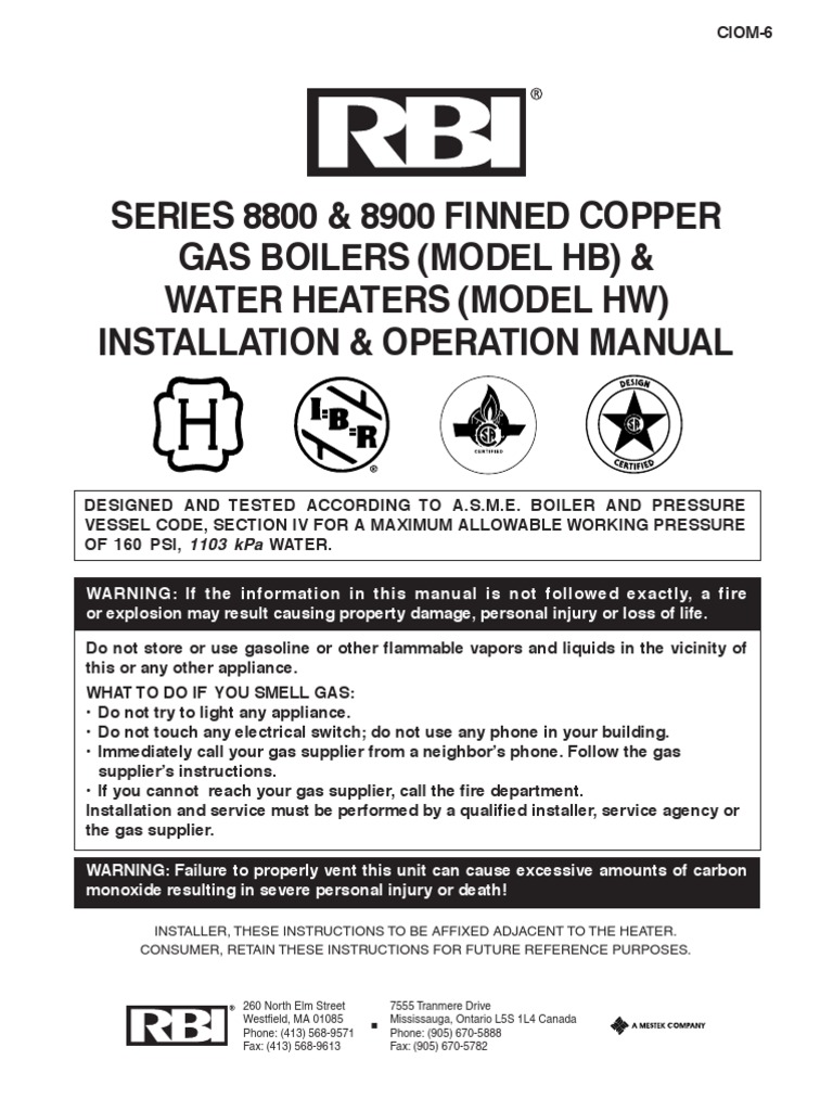 8800 - Iom (Rbi DHW) | PDF | Cheminée | Chauffage, ventilation et  climatisation