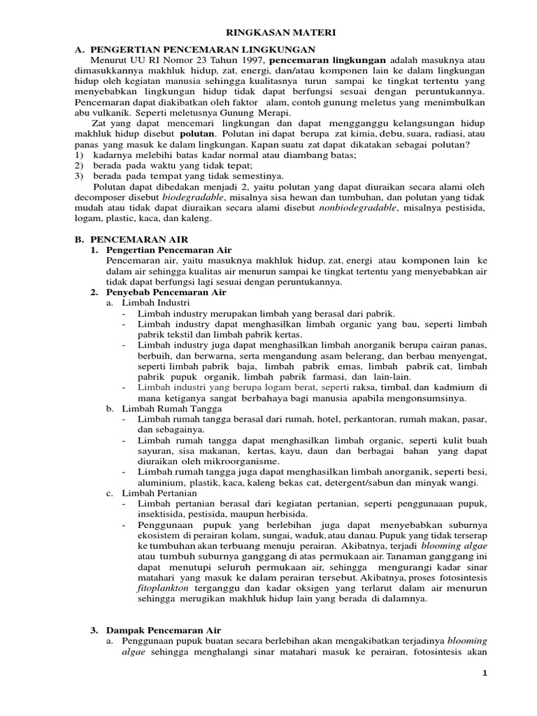 Dampak dan Solusi Pencemaran Air | PDF