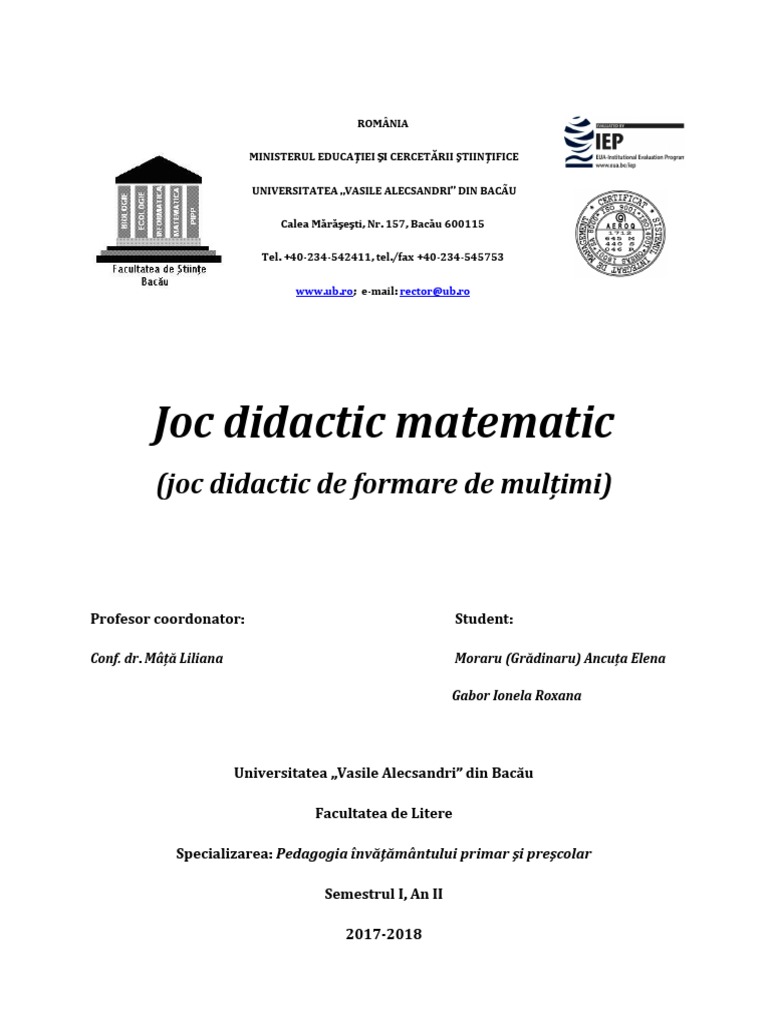 Joc Didactic Matematic | PDF