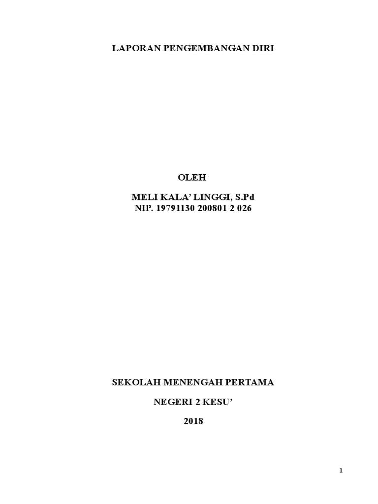 Laporan Pengembangan Diri Guru SMP | PDF | Karier & Perkembangan ...