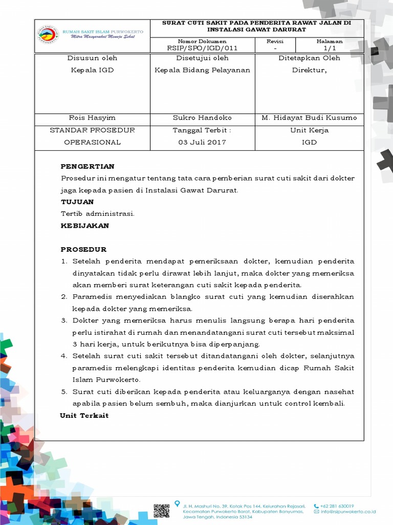 Spo011 Surat Cuti Sakit Pada Penderita Rawat Jalan Di