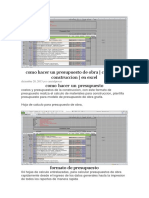 Como Hacer Un Presupuesto de Obra