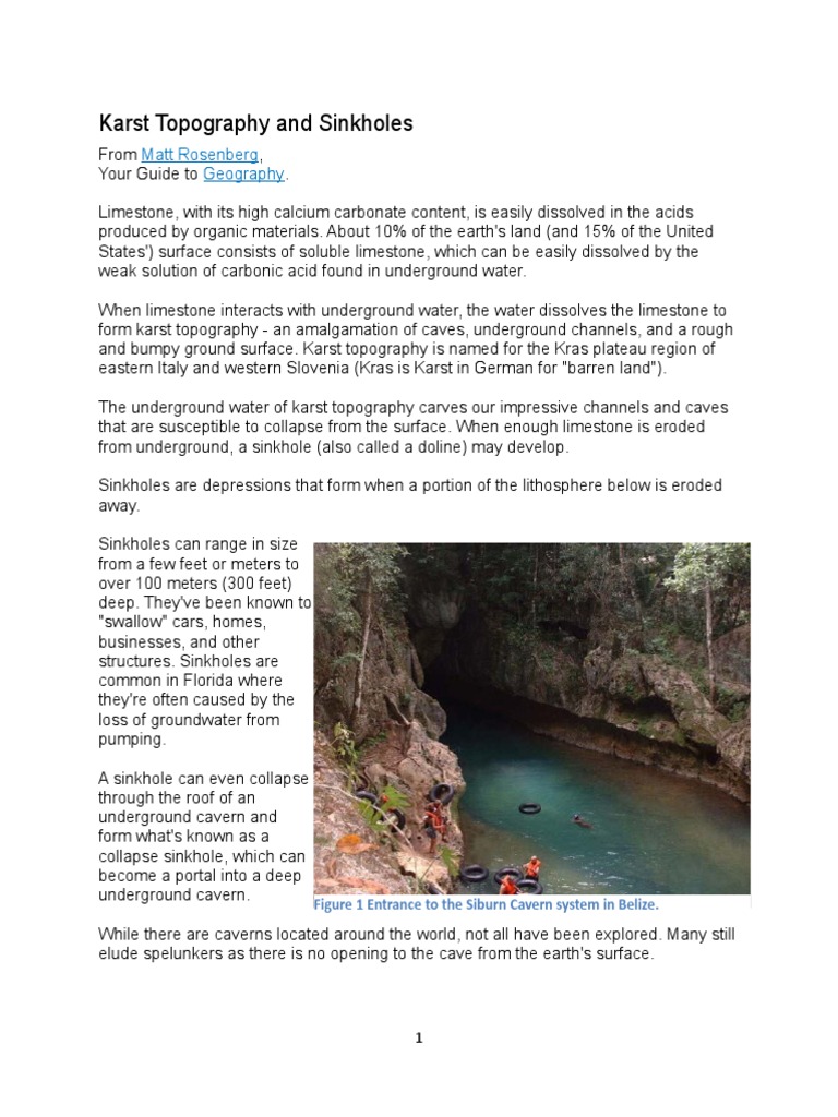 Understanding Karst Topography and Sinkholes | PDF | Sinkhole | Cave
