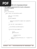 BCA504P - JAVA Programming Lab Manual 1. Write A Program To Find Factorial of List of Number Reading Input As Command Line Argument