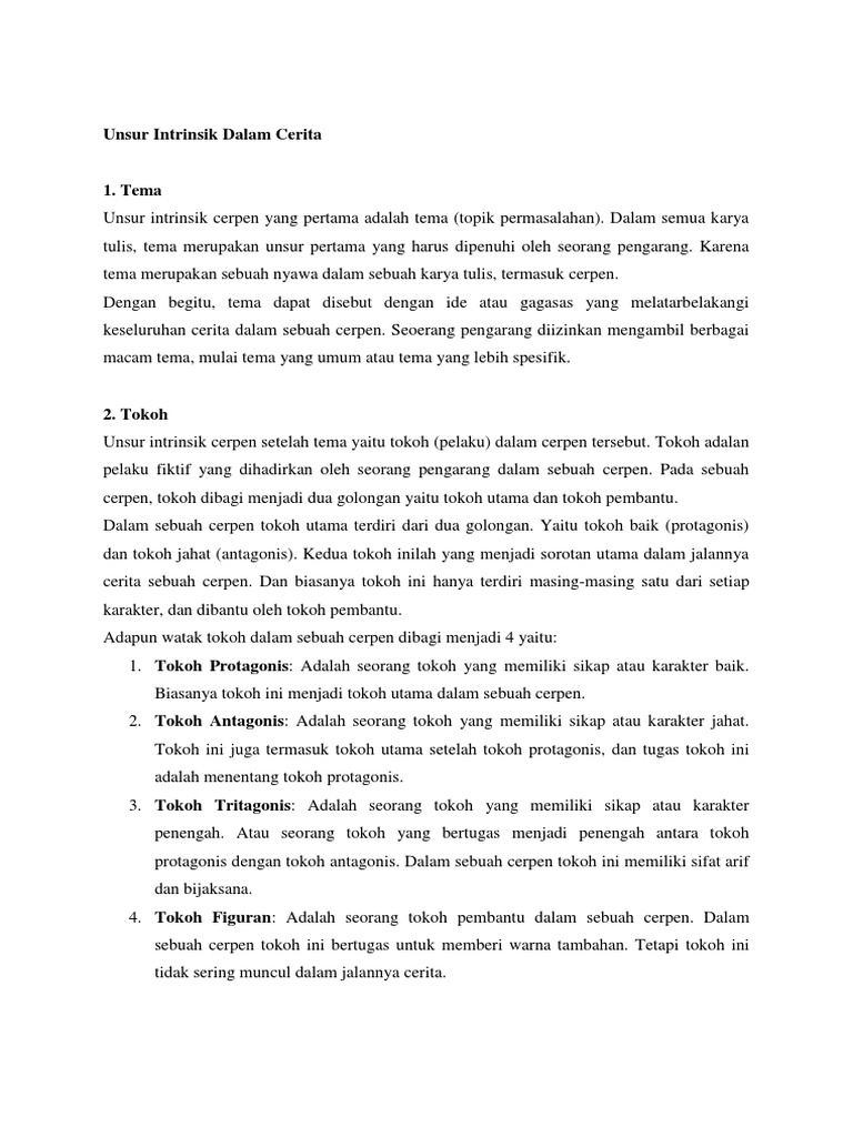 Unsur intrinsik dan ekstrinsik cerita pendek